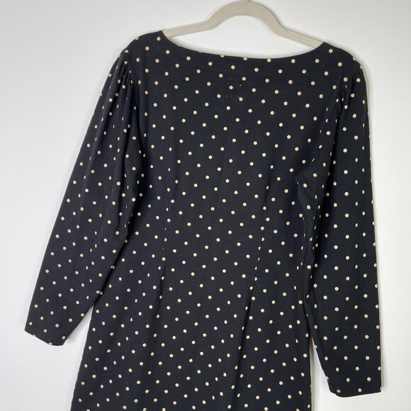 La Vie Rebecca Taylor Polka Dot Shift Dress Women’s Size Medium Black Gold - Picture 5 of 9